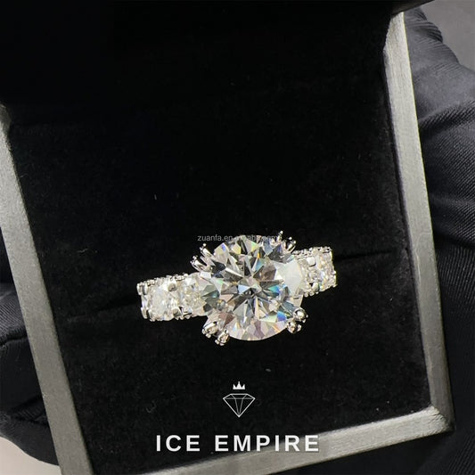 Iced Out 925 Silver Moissanite Wedding Band