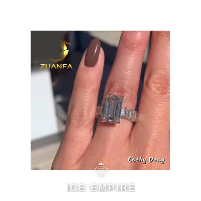 Iced Out 18K Gold Moissanite Engagement Ring
