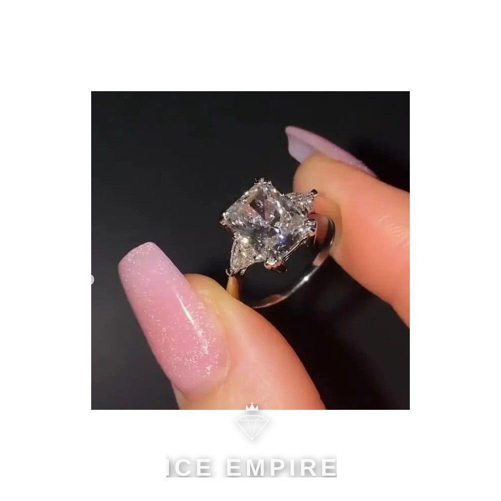 Iced Out 18K Gold Moissanite Engagement Ring
