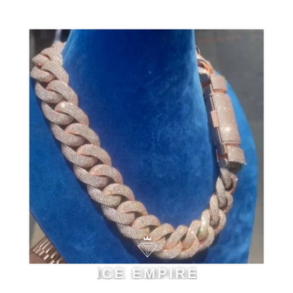 Iced Out Rose Gold Plated Moissanite Cuban Chain