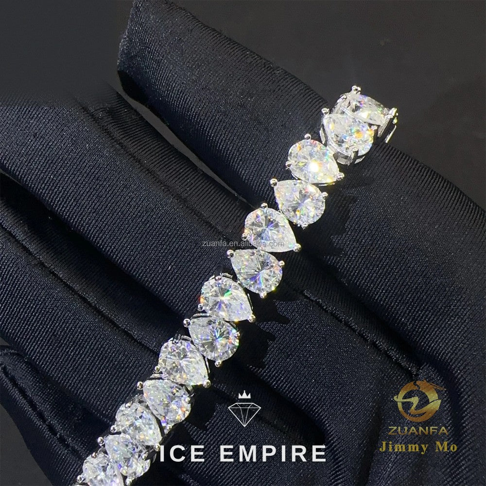 Iced Out Cluster 925 Silver Moissanite Tennis Chain