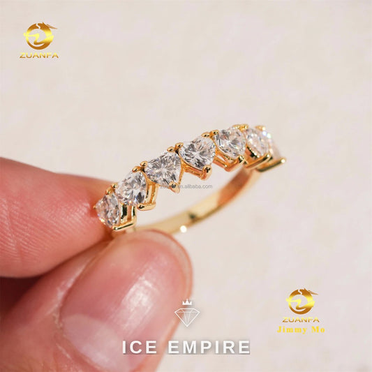Iced Out Heart Gold Plated Moissanite Ring