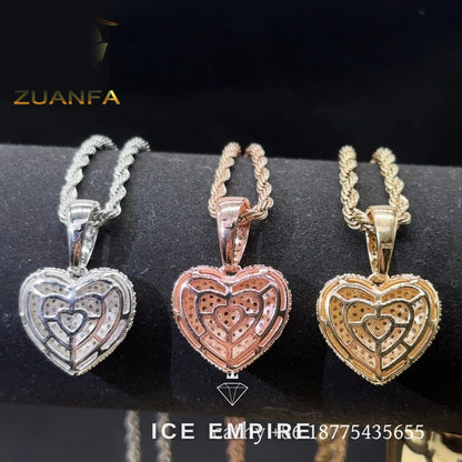 Iced Out Heart Rose Gold Plated Moissanite Pendant