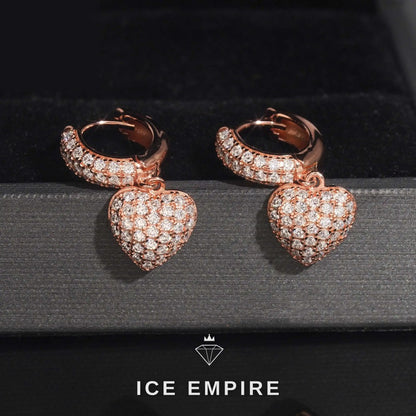 Iced Out Heart Gold Plated Moissanite Stud Earrings