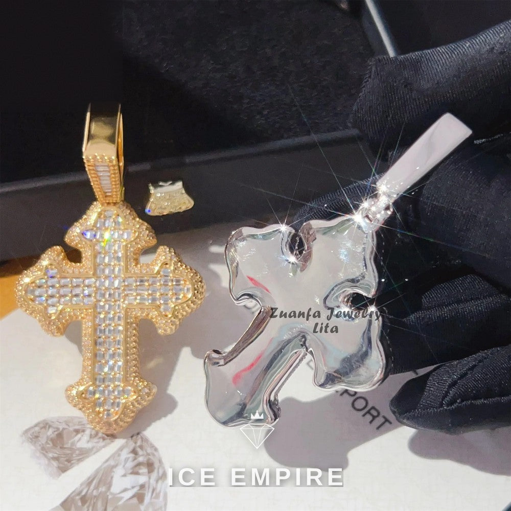 Iced Out Baguette 925 Silver Pendant