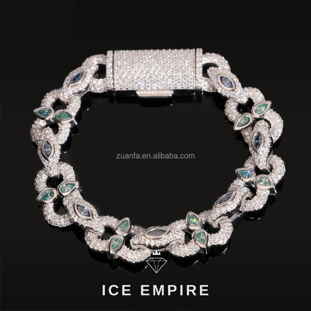 Iced Out 925 Silver Moissanite Cuban Chain