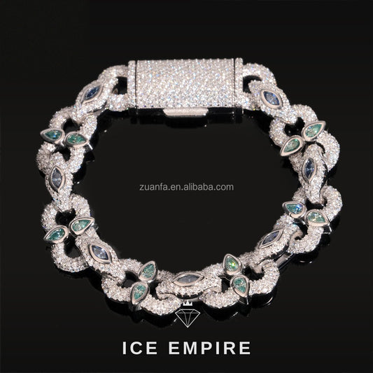 Iced Out 925 Silver Moissanite Cuban Chain