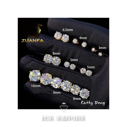 Iced Out Rose Gold Plated Moissanite Stud Earrings