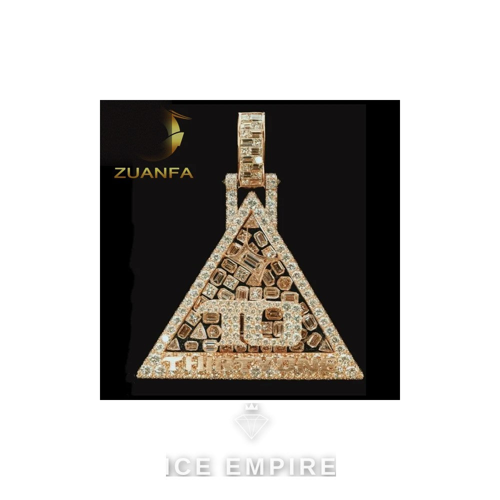 Iced Out Baguette Rose Gold Plated Moissanite Cuban Chain