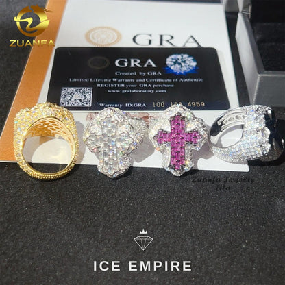 Iced Out Cross 925 Silver Moissanite Ring