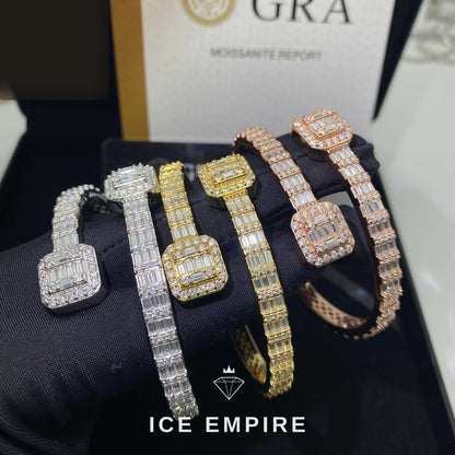 Iced Out Baguette 925 Silver Moissanite Bracelet