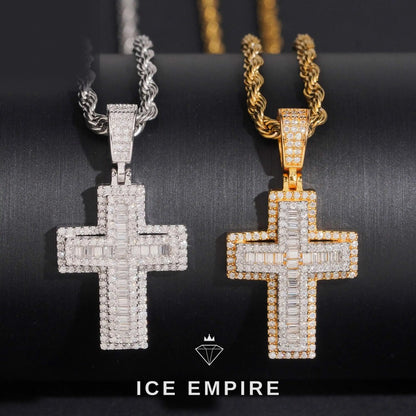 Iced Out Cross Gold Plated Moissanite Pendant