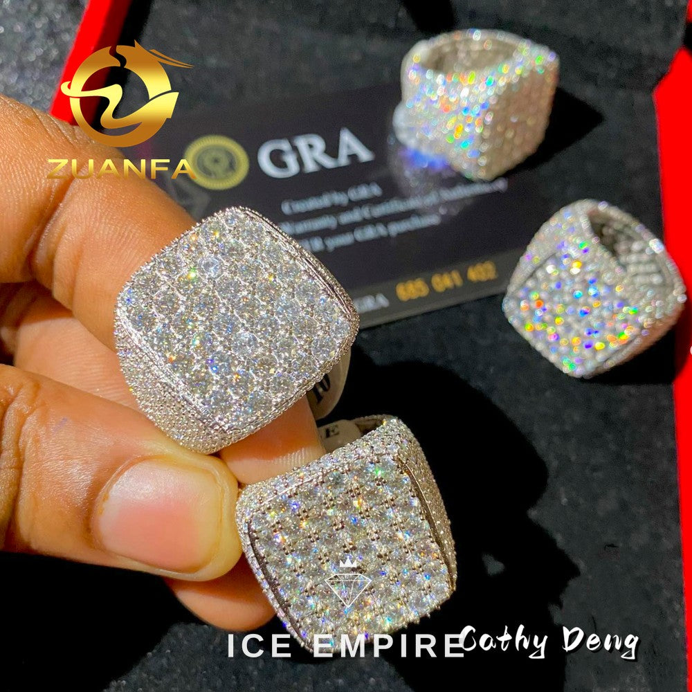 Iced Out 925 Silver Moissanite Ring