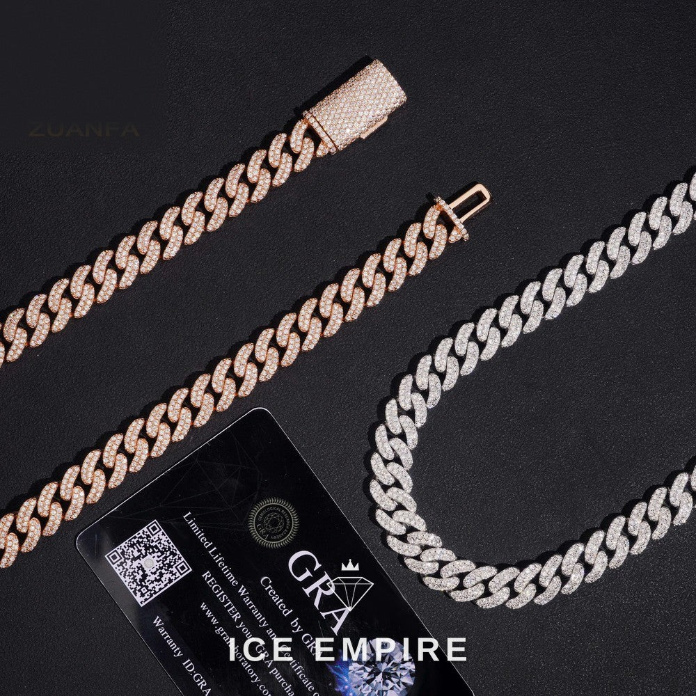 Iced Out Rose Gold Plated Moissanite Cuban Chain