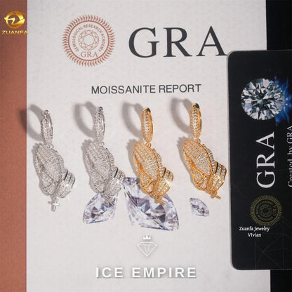 Iced Out 925 Silver Moissanite Stud Earrings