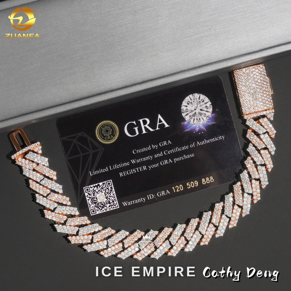 Iced Out Rose Gold Plated Moissanite Cuban Chain
