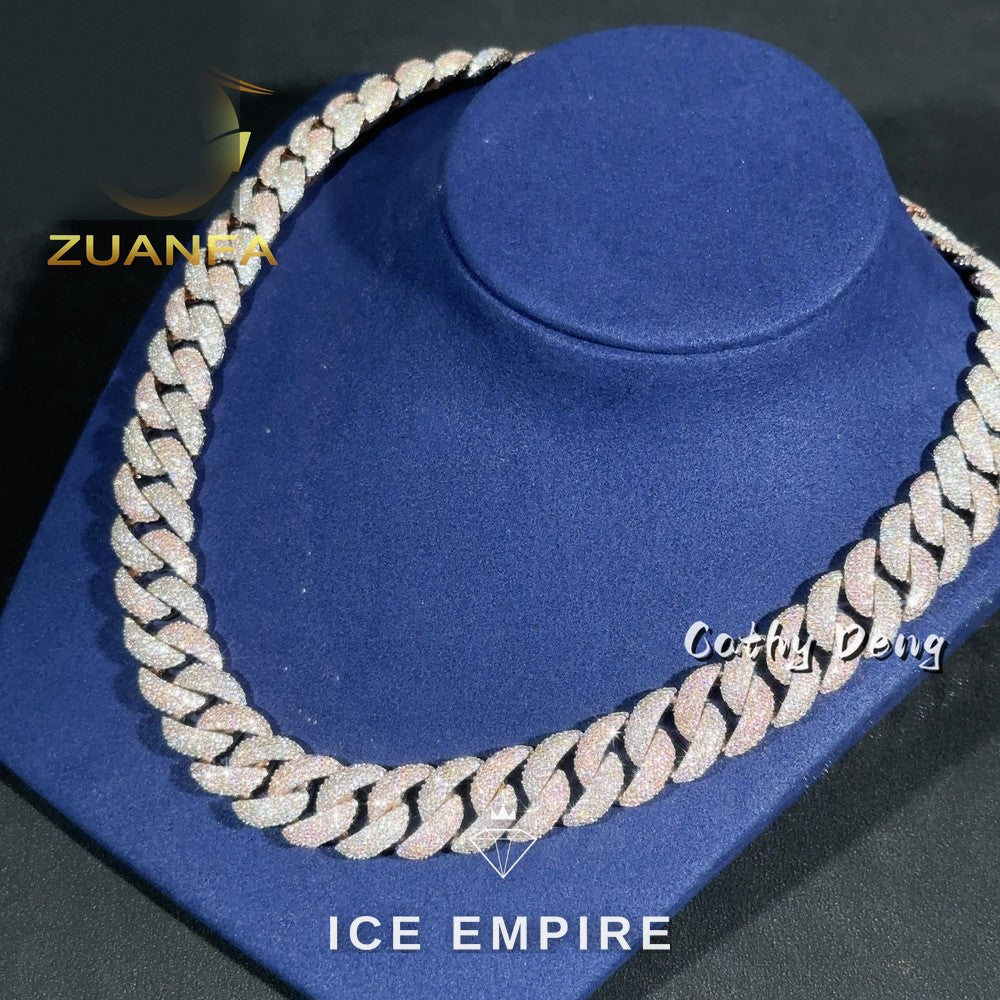 Iced Out Rose Gold Plated Moissanite Cuban Chain