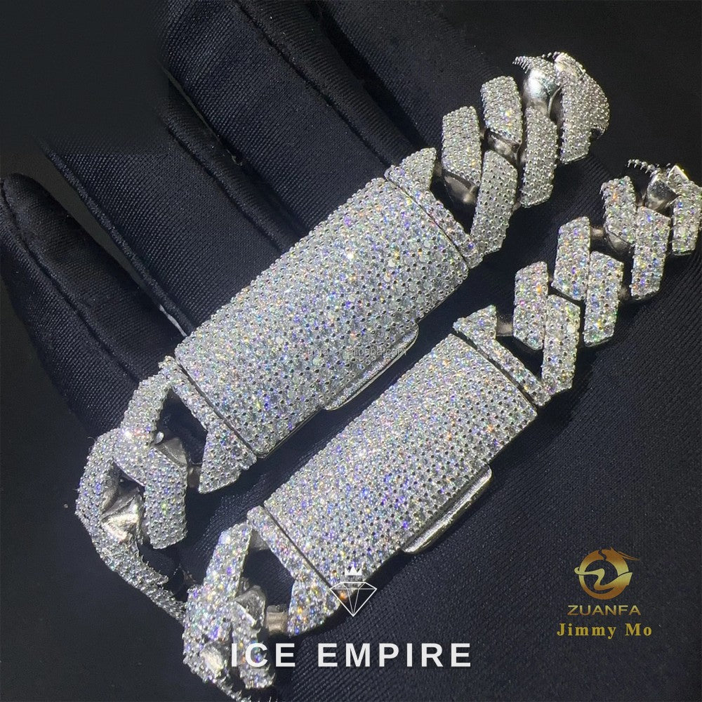 Iced Out 925 Silver Moissanite Cuban Chain