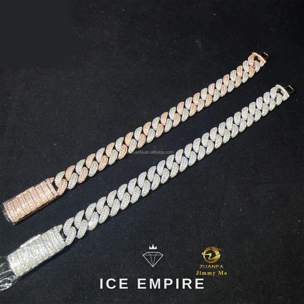 Iced Out 925 Silver Moissanite Cuban Chain