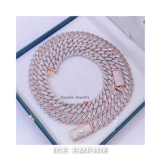 Iced Out Rose Gold Plated Moissanite Cuban Chain