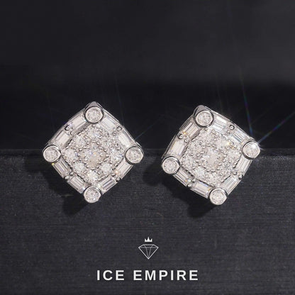 Iced Out Baguette 925 Silver Moissanite Stud Earrings