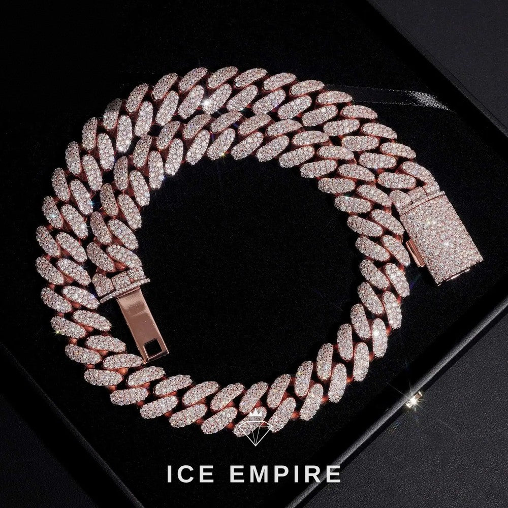 Iced Out Rose Gold Plated Moissanite Cuban Chain