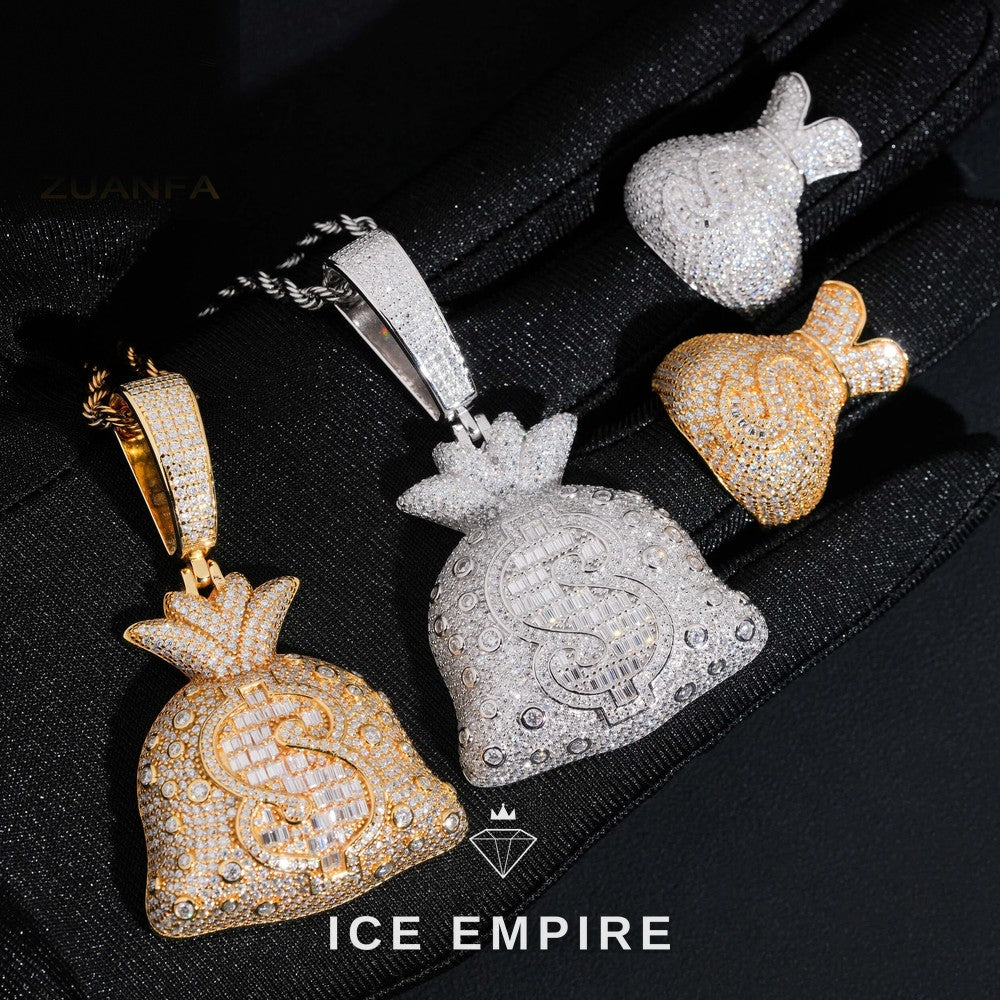 Iced Out Baguette 925 Silver Pendant