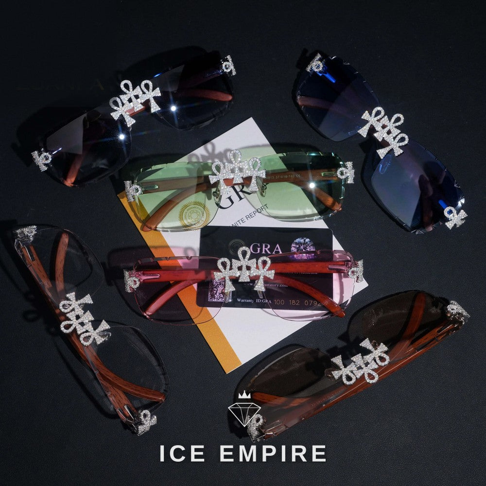 Iced Out Cross 925 Silver Glasses