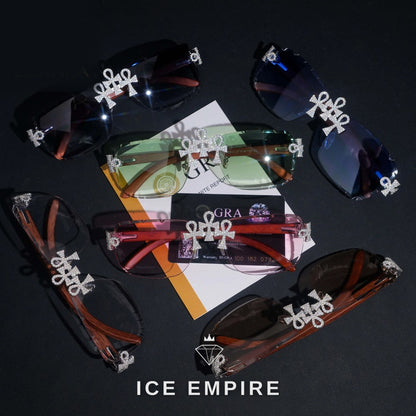Iced Out Cross 925 Silver Glasses