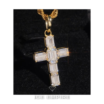 Iced Out Cross 925 Silver Pendant