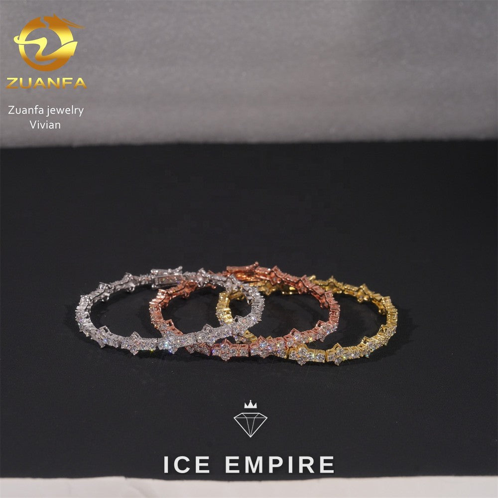 Iced Out 925 Silver Moissanite Tennis Chain