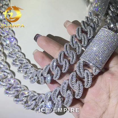 Iced Out Baguette Gold Plated Moissanite Cuban Chain