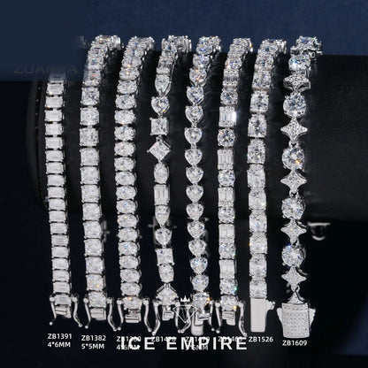 Iced Out 925 Silver Moissanite Tennis Bracelet