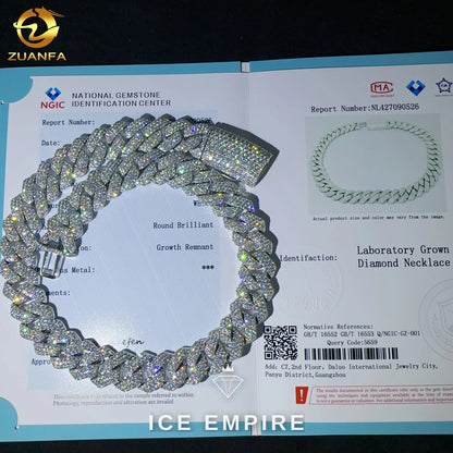 Iced Out 925 Silver Lab Grown Diamond Cuban Chain