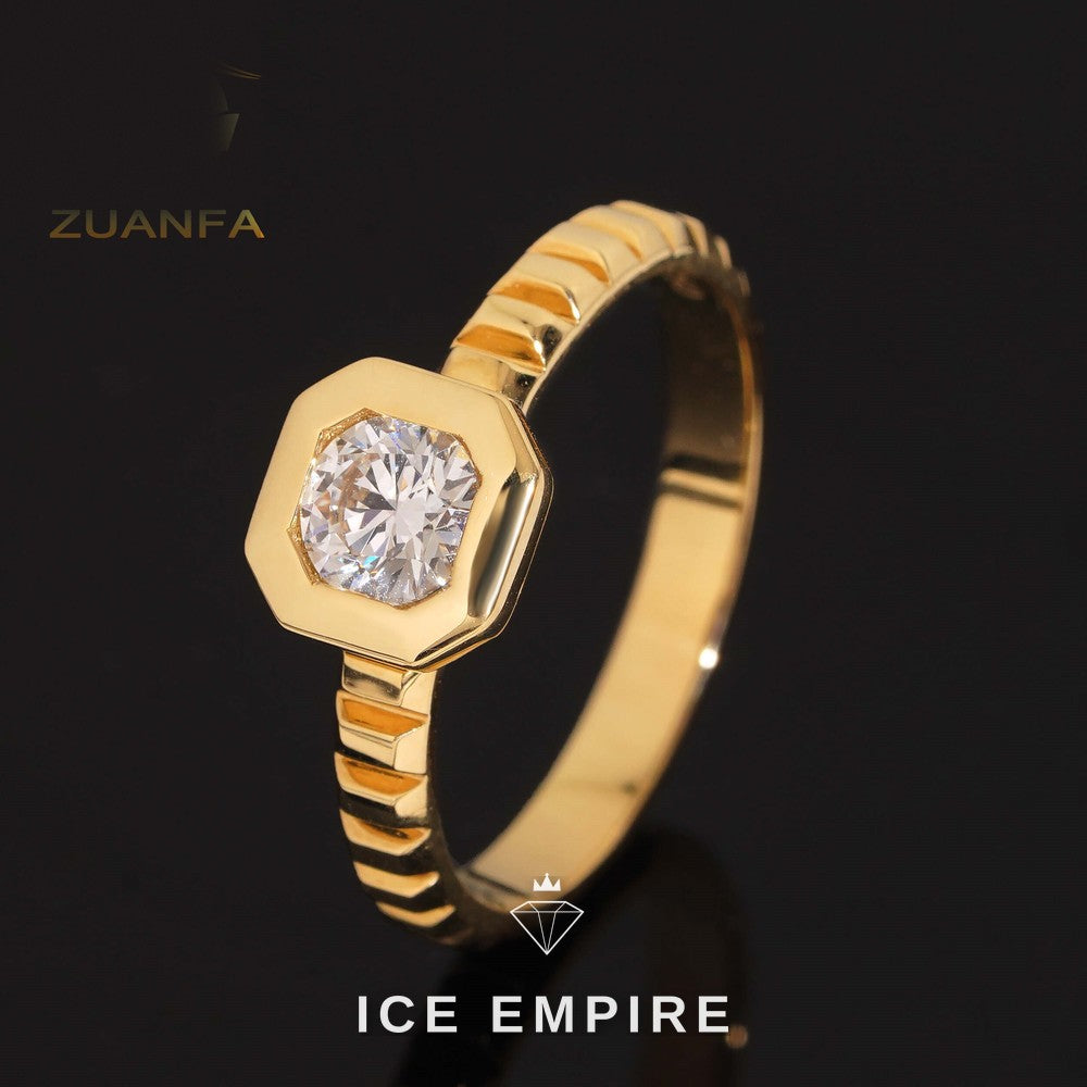 Iced Out 18K Gold Lab Grown Diamond Engagement Ring