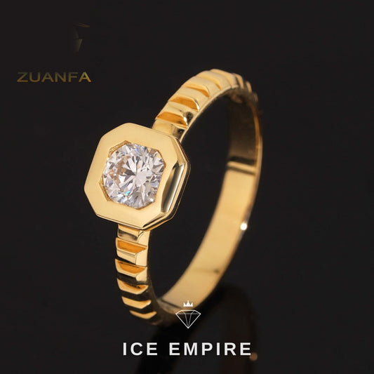 Iced Out 18K Gold Lab Grown Diamond Engagement Ring