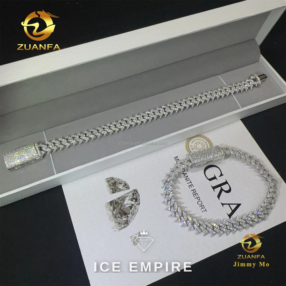 Iced Out 925 Silver Moissanite Cuban Chain