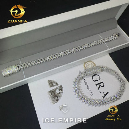 Iced Out 925 Silver Moissanite Cuban Chain