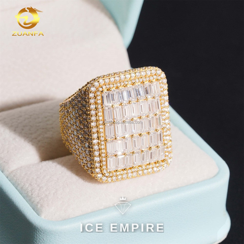 Iced Out Baguette 925 Silver Moissanite Ring