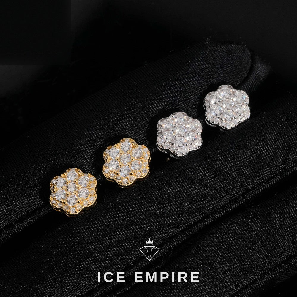 Iced Out Cluster Rose Gold Plated Lab Grown Diamond Earrings