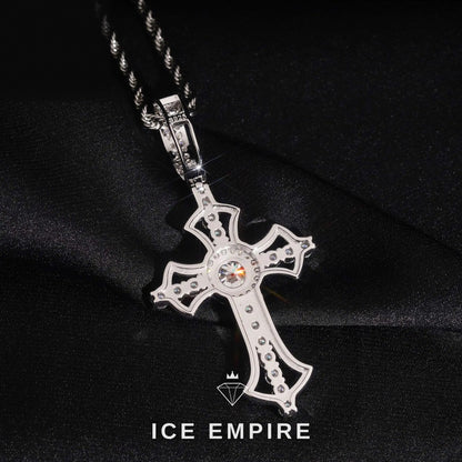 Iced Out Cross 925 Silver Moissanite Pendant