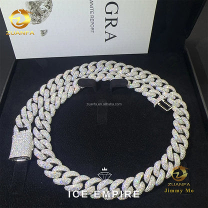 Iced Out 925 Silver Moissanite Cuban Chain