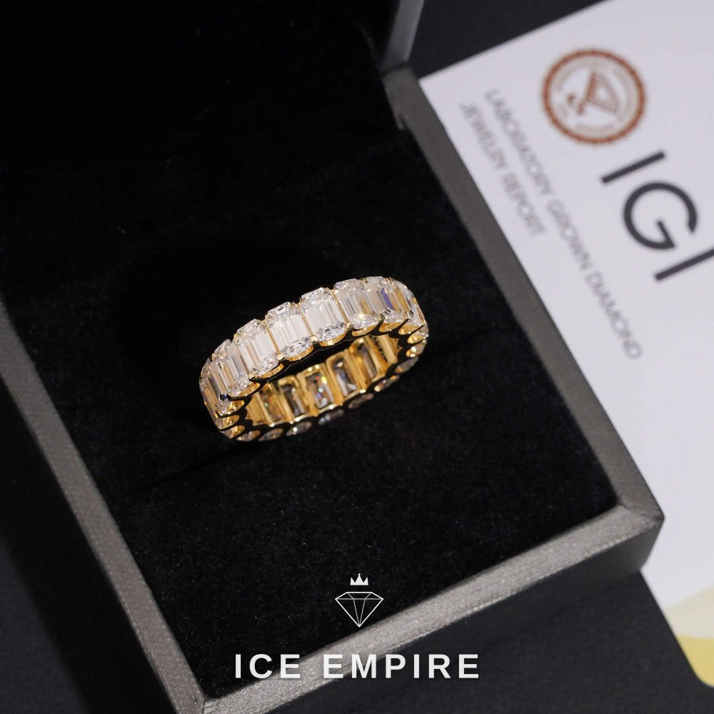Iced Out 10K Gold Lab Grown Diamond Wedding Band