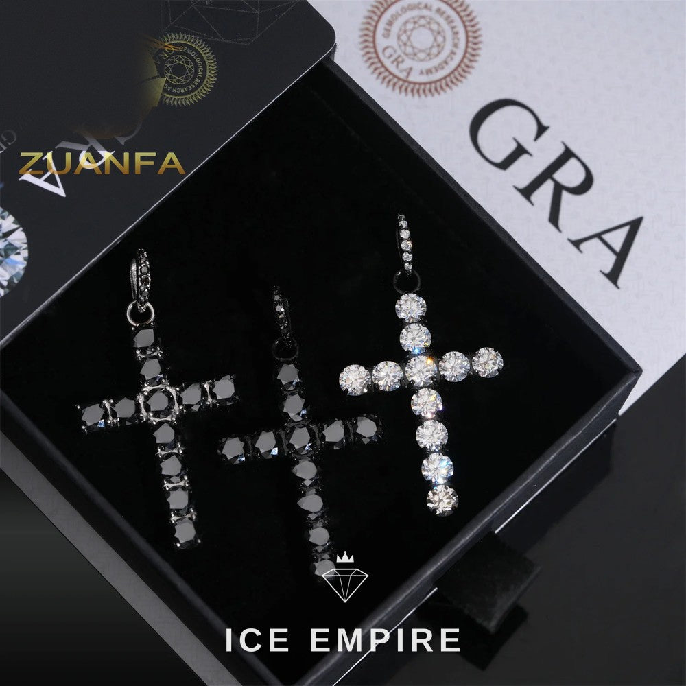 Iced Out Cross Rose Gold Plated Moissanite Pendant