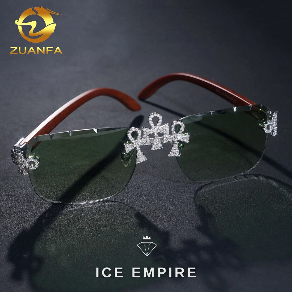 Iced Out Cross 925 Silver Glasses
