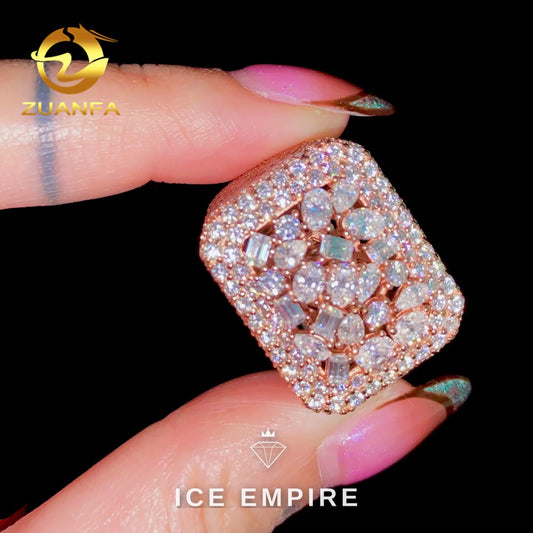 Iced Out Baguette 925 Silver Moissanite Ring