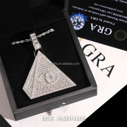 Iced Out Baguette 925 Silver Pendant