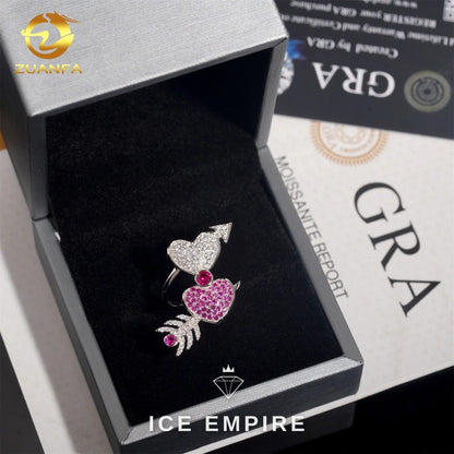 Iced Out Heart 925 Silver Moissanite Ring
