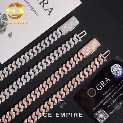 Iced Out 925 Silver Moissanite Cuban Chain
