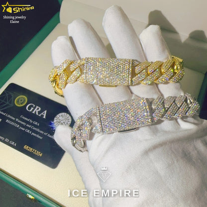 Iced Out 925 Silver Moissanite Cuban Chain